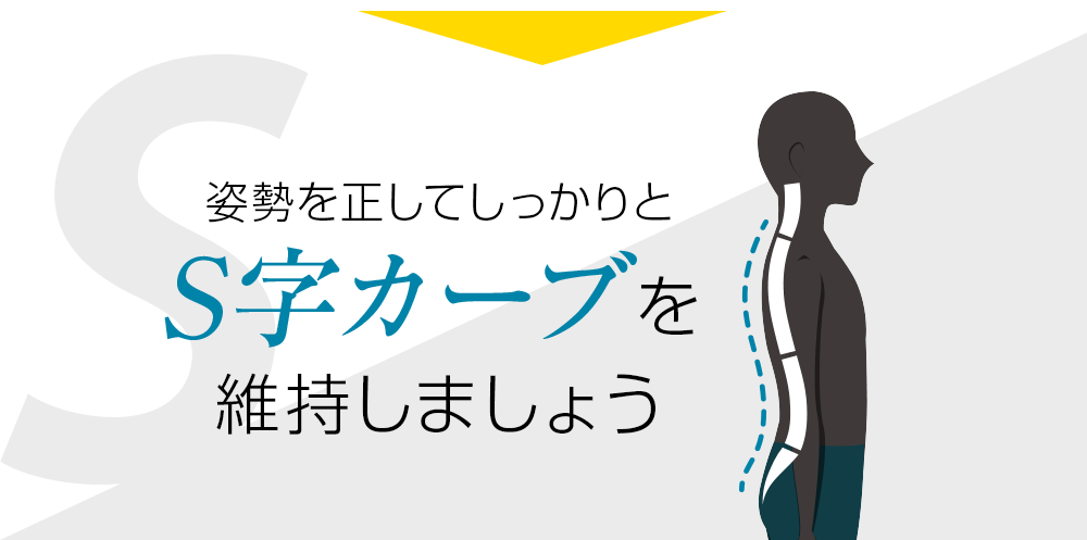 姿勢を正してしっかりとS字カーブを維持しましょう